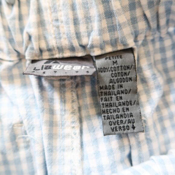 Vintage Gingham Straight Leg Pants Blue Checked Petite Medium - Picture 8 of 8